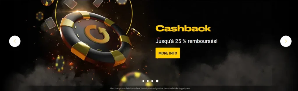 Cashback jusqu`à 25% remboursés Bwin